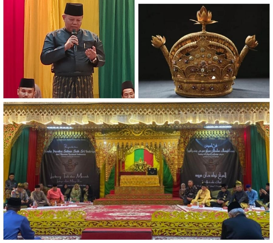 Ketum MUI Riau Tim Penerima Mahkota Sultan Siak dan Pimpin Doa di Prosesi Adat LAMR